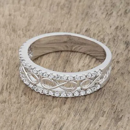 Rema 0.4ct CZ Rhodium Contemporary Infinity Band Ring