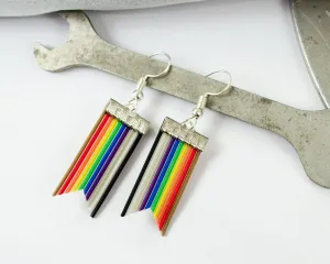 Ribbon Cable Banner Dangle Earrings