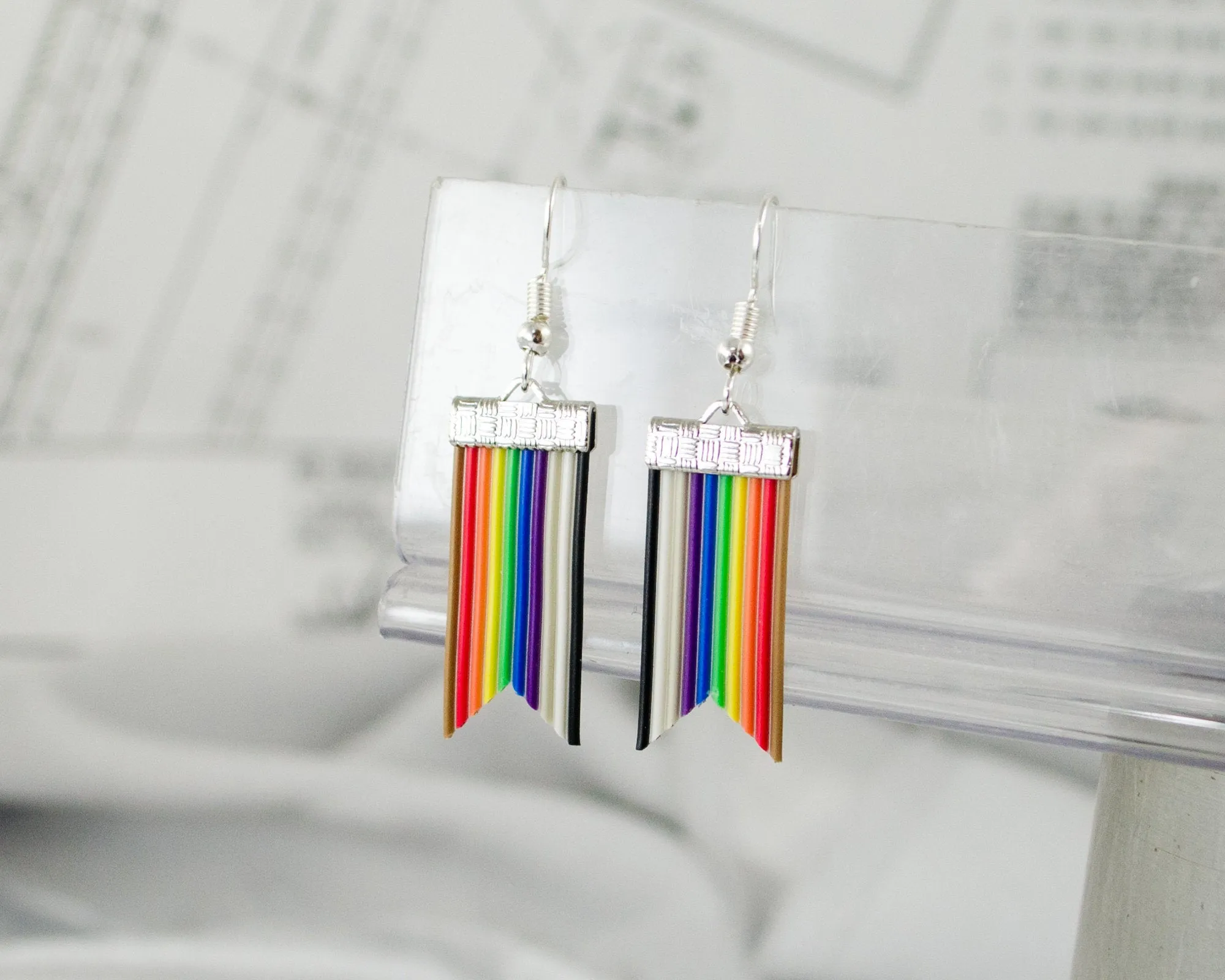Ribbon Cable Banner Dangle Earrings
