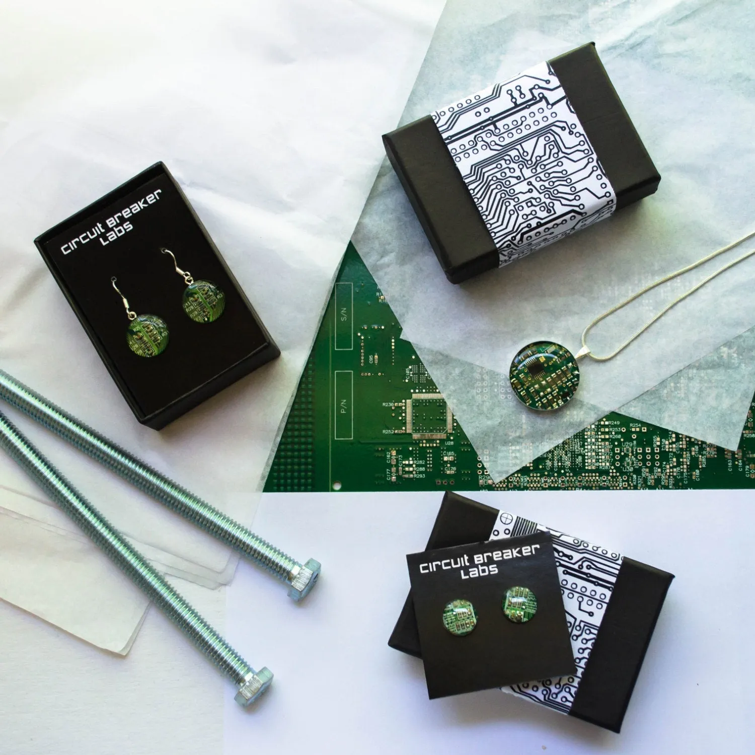 Ribbon Cable Banner Dangle Earrings
