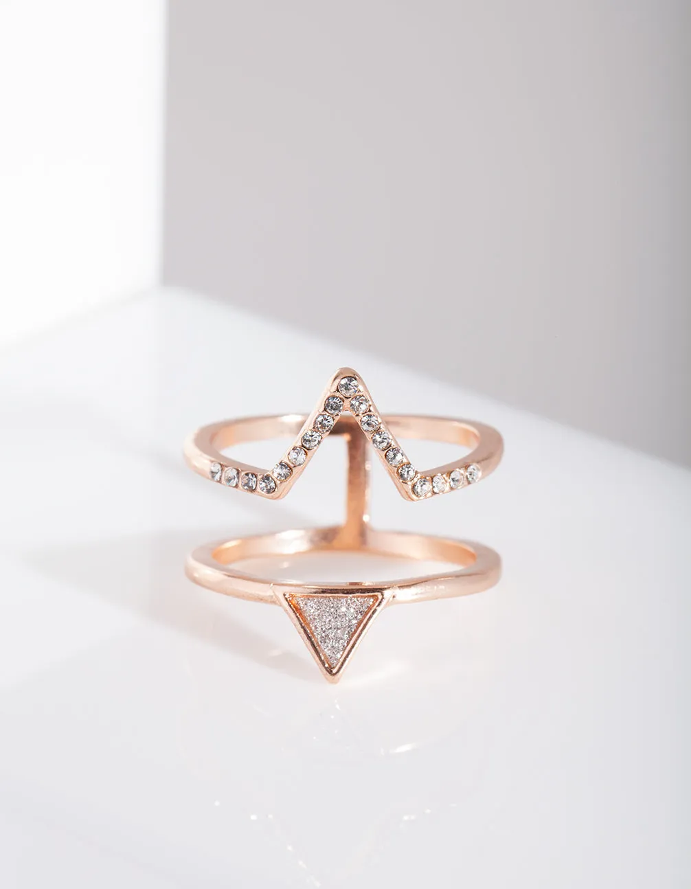 Rose Gold Double Triangle Ring