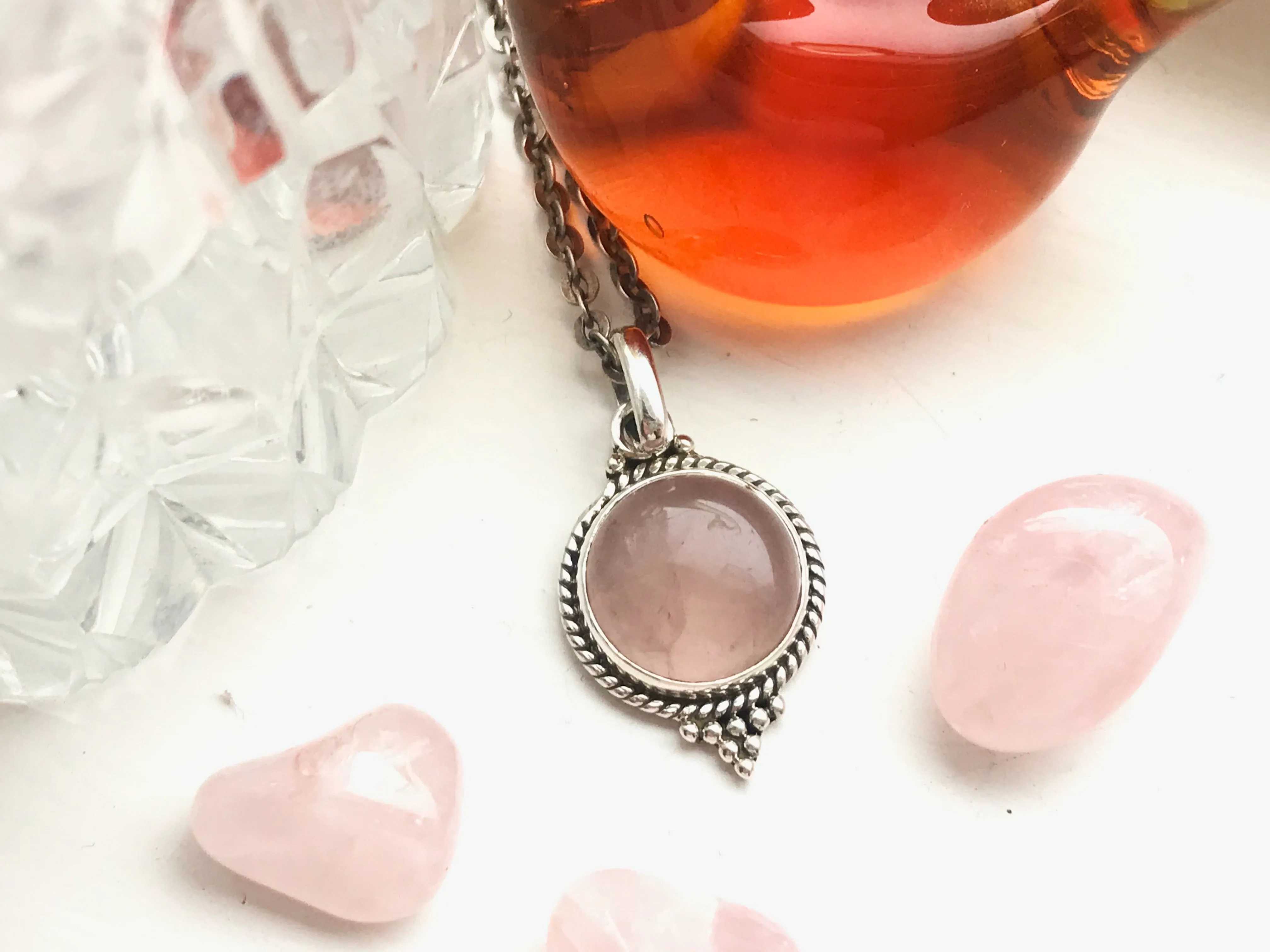Rose Quartz Cassia Dot Pendant