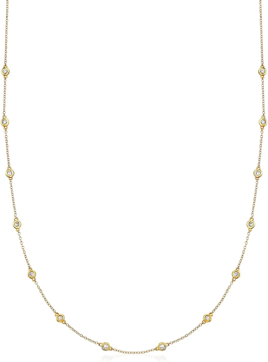 Ross-Simons 14kt Gold Bezel-Set Diamond Station Necklace