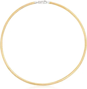 Ross-Simons Italian 4mm Reversible Omega Necklace in 2-Tone Sterling Silver