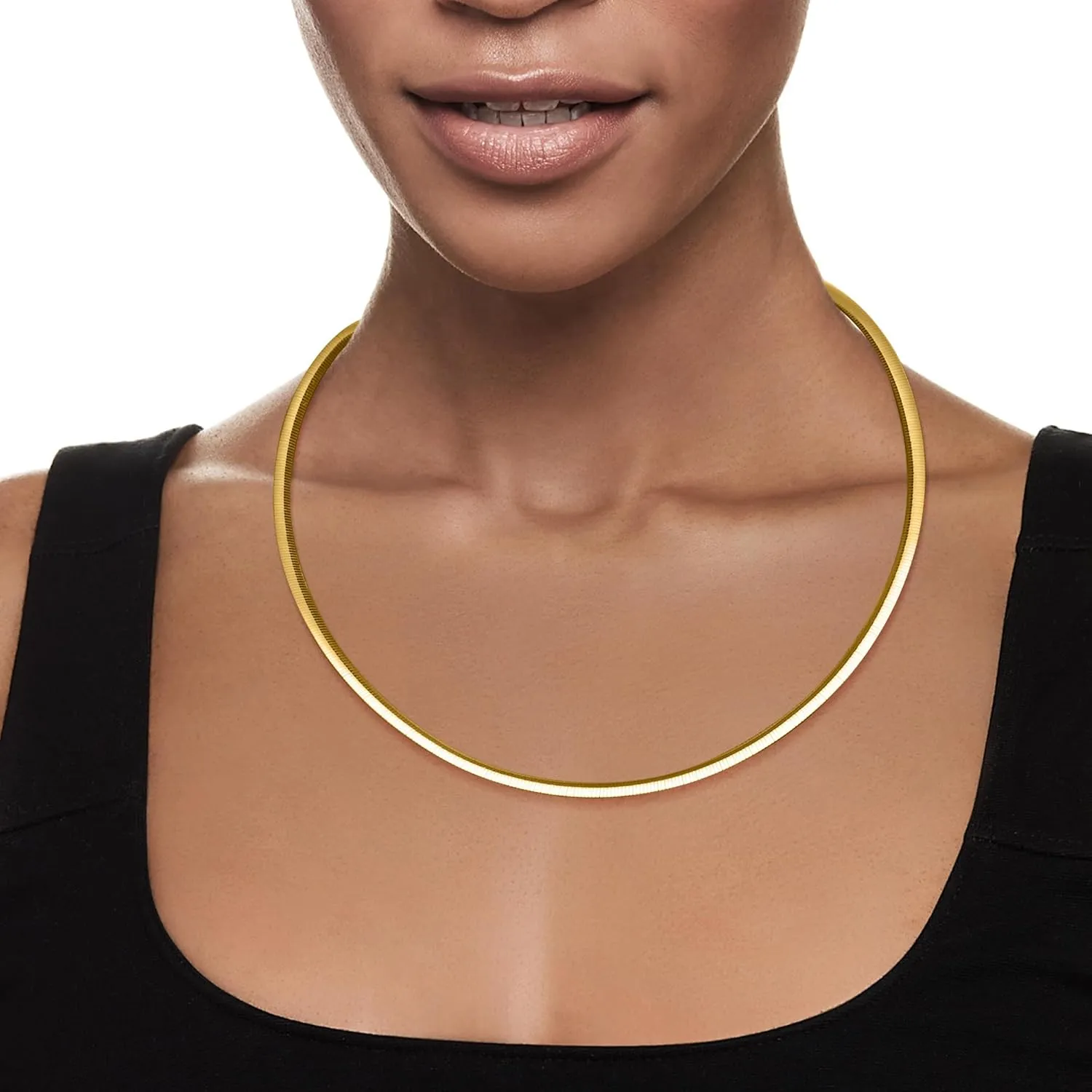Ross-Simons Italian 4mm Reversible Omega Necklace in 2-Tone Sterling Silver
