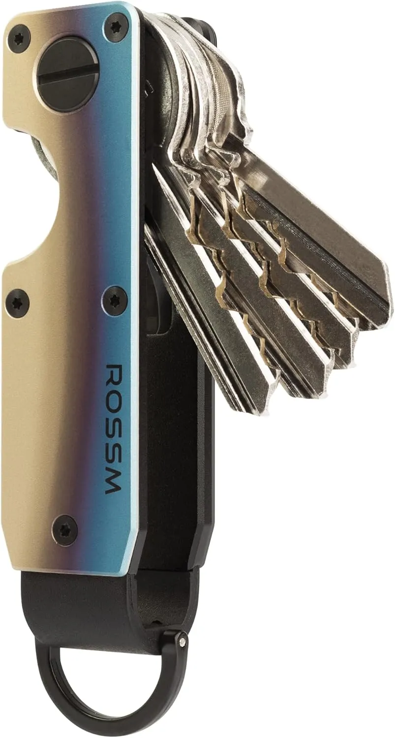 ROSSM Key Organizer - Compact Metallic Key Holder | Minimalist Innovative Keyholder | Smart Keychain Secures 2-6 Keys