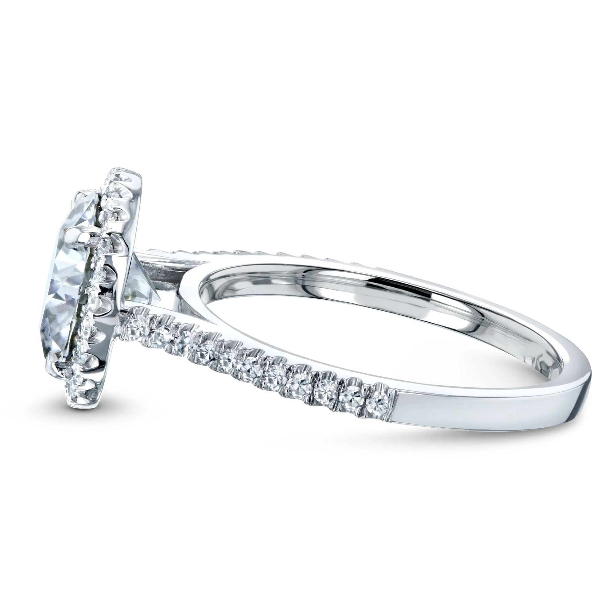 Round Brilliant Moissanite and Diamond Halo 3-Piece Bridal Rings Set 2 1/2 CTW 14k White Gold (DEF/VS, GH/I)