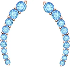 Round Cut Blue Topaz 14k Rose Gold Plated Earcuffs Earrings For Women