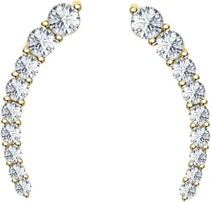 Round Cut Gemstone 14K Yellow Gold Plated Earcuffs Earrings For Women