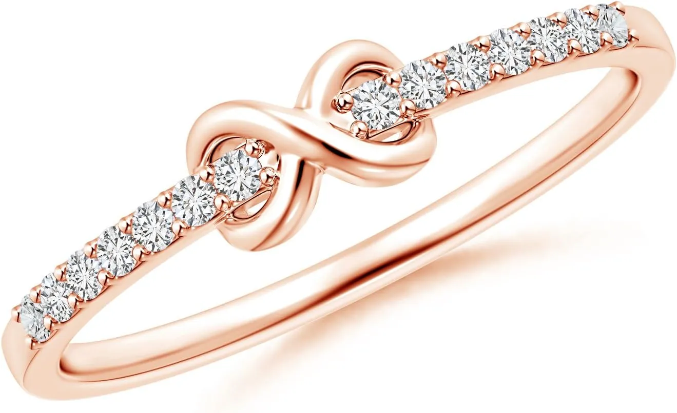 Round Lab Created Diamond Infinity Promise Ring For Her in 14k Solid Gold/ 925 Sterling Silver (0.14ctw. H Color, SI2 Clarity) - Valentines day gifts