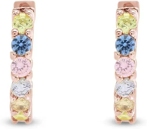 Round Rainbow Inside-Out Pastel Hoop Earrings for Women in 18k Gold Plated Brass, Gift For Her