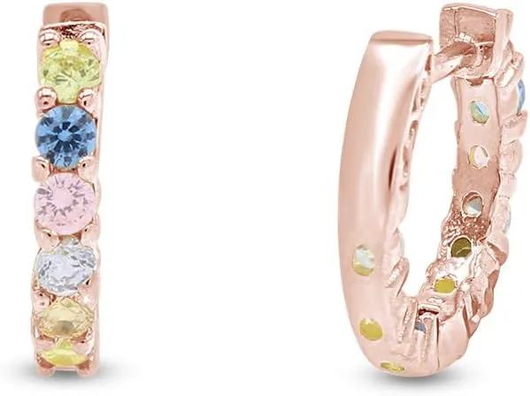 Round Rainbow Inside-Out Pastel Hoop Earrings for Women in 18k Gold Plated Brass, Gift For Her