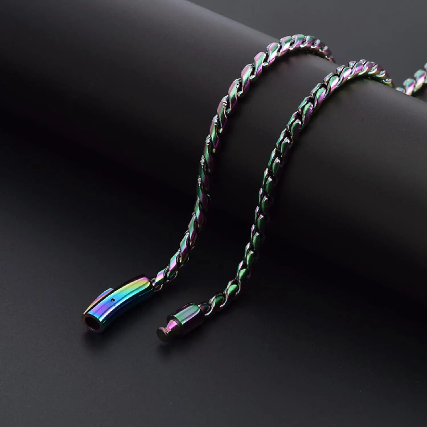 ROWIN&CO 6mm Multi-Color Chain Necklace Rainbow Stainless Steel Diamond Cut Miami Curb Cuban Link Necklace, Nickel-free, Colorful Chains, Hip hop Jewelry Choker Chain, 18-35 inch