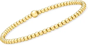 RS Pure by Ross-Simons Italian 3mm 18kt Gold Vermeil Bead Stretch Bracelet