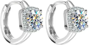S925 Sterling Silver 0.5/1ct D-color Round Cut VVS1 Diamond Hinged Hoop Earrings for Women