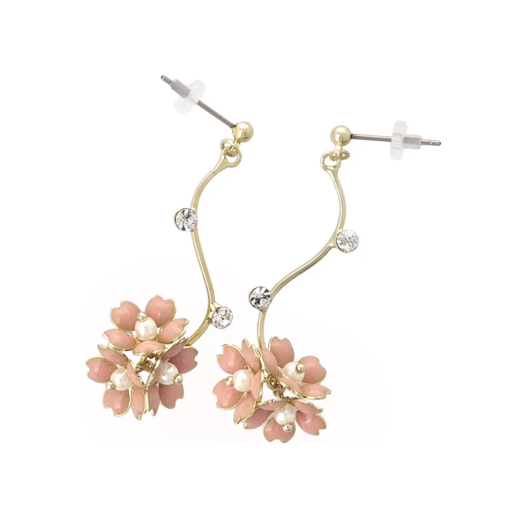 Sakura Cluster Drop Earrings