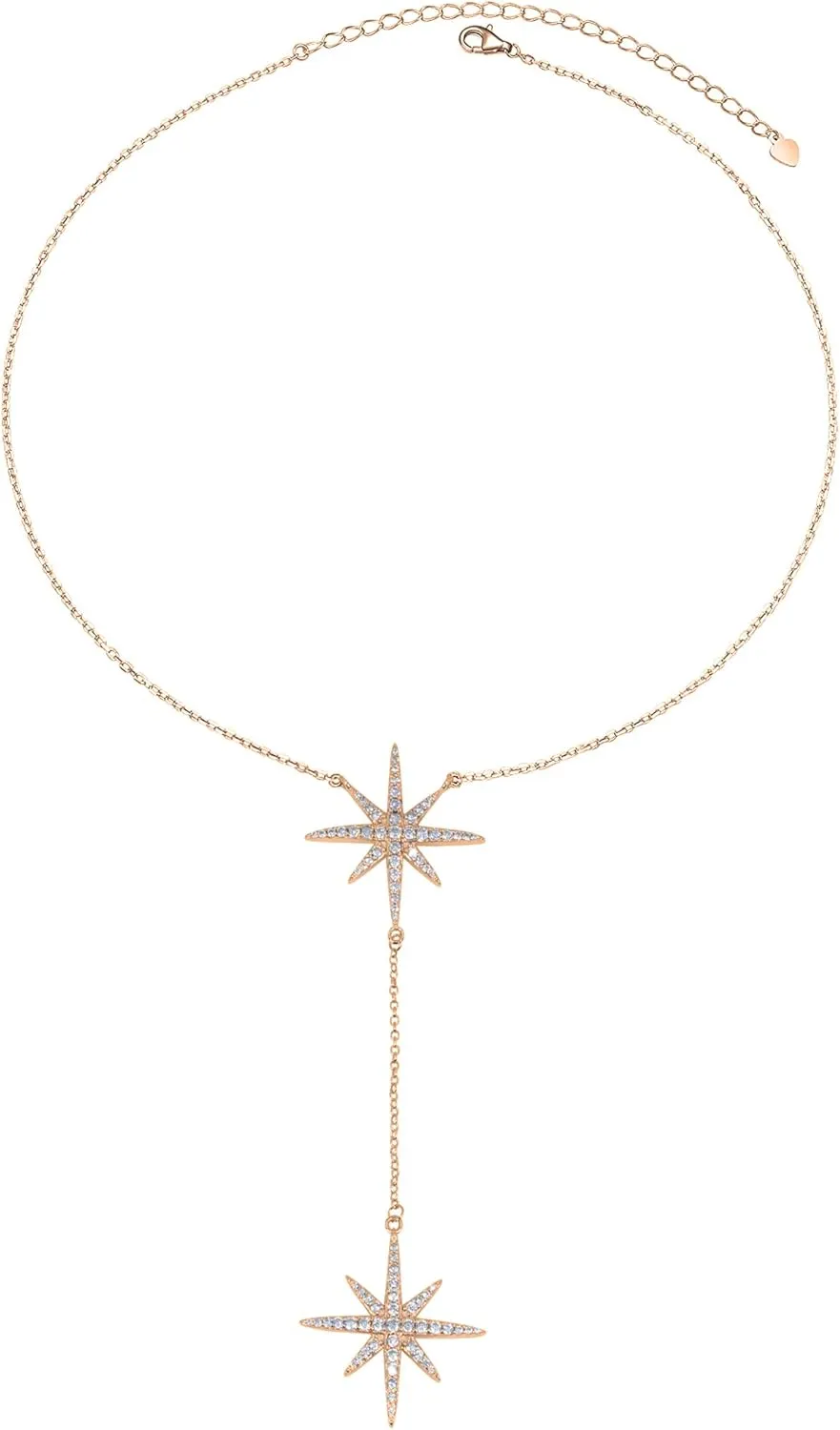 Savlano 14K Gold Plated Cubic Zirconia Round Cut Starburst 18 Inches Pendant Chain Necklace For Women