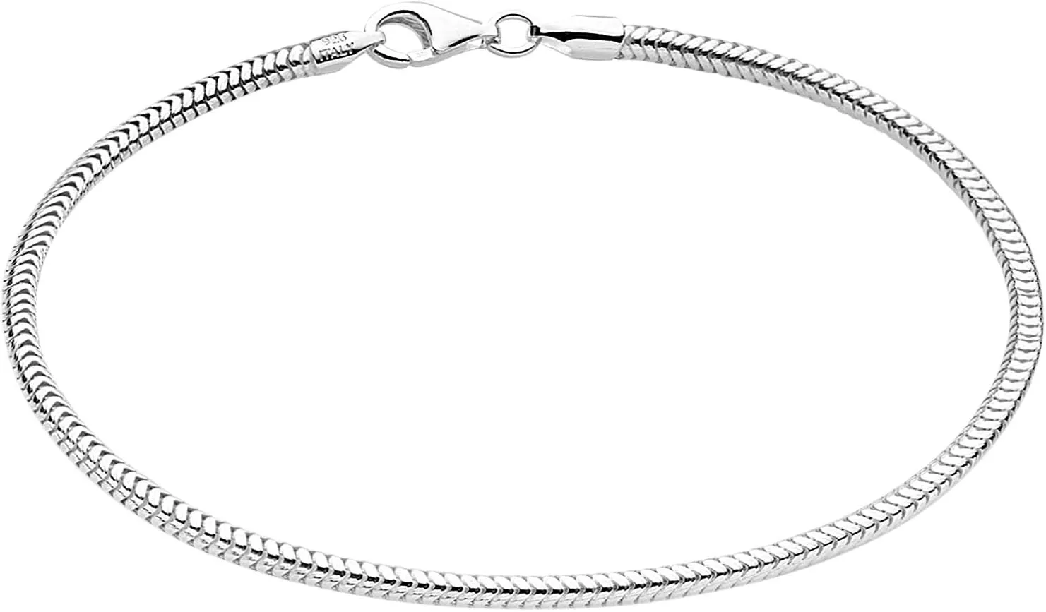 Savlano 925 Sterling Silver Solid Italian Round Diamond Cut Flexible Snake Chain Bracelet With Gift Box For Women & Men - Made in Italy