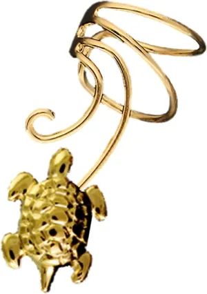 Sea Turtle Gold On 925 Sterling Non-Pierced Ear Cuff Left Wave Wrap Earring