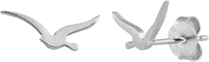 Seagull Minimalist Stud Earrings 925 Sterling Silver Push Back