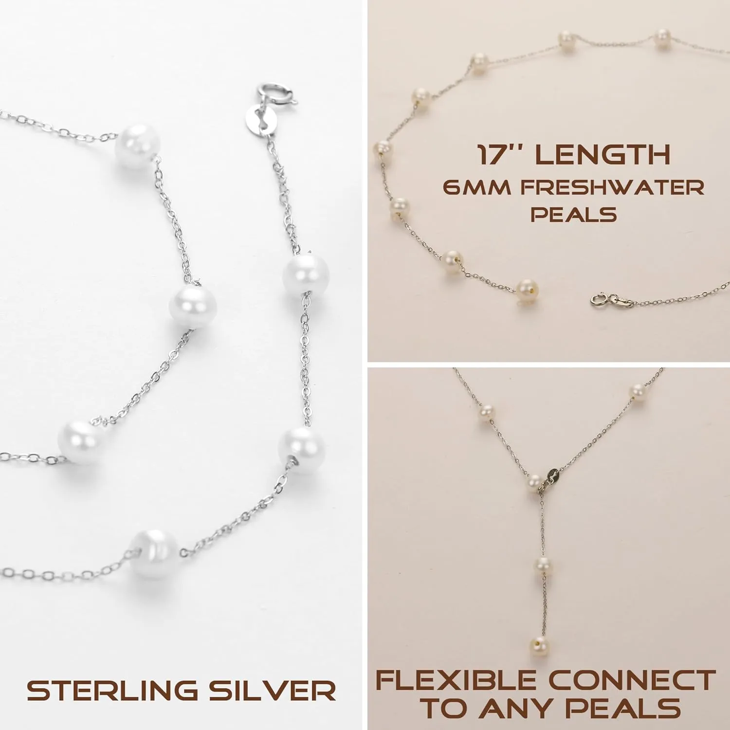 Sereney Pearl Necklaces for Women, Bridal Jewelry as Bridal Necklace for Wedding, Sterling Silver Freshwater Pearl Choker Necklace as Birthday Jewelry Bridal Gifts for Friends Bride Daughter Lover
