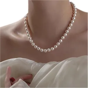 Sereney Pearl Necklaces for Women, Bridal Jewelry as Bridal Necklace for Wedding, Sterling Silver Freshwater Pearl Choker Necklace as Birthday Jewelry Bridal Gifts for Friends Bride Daughter Lover