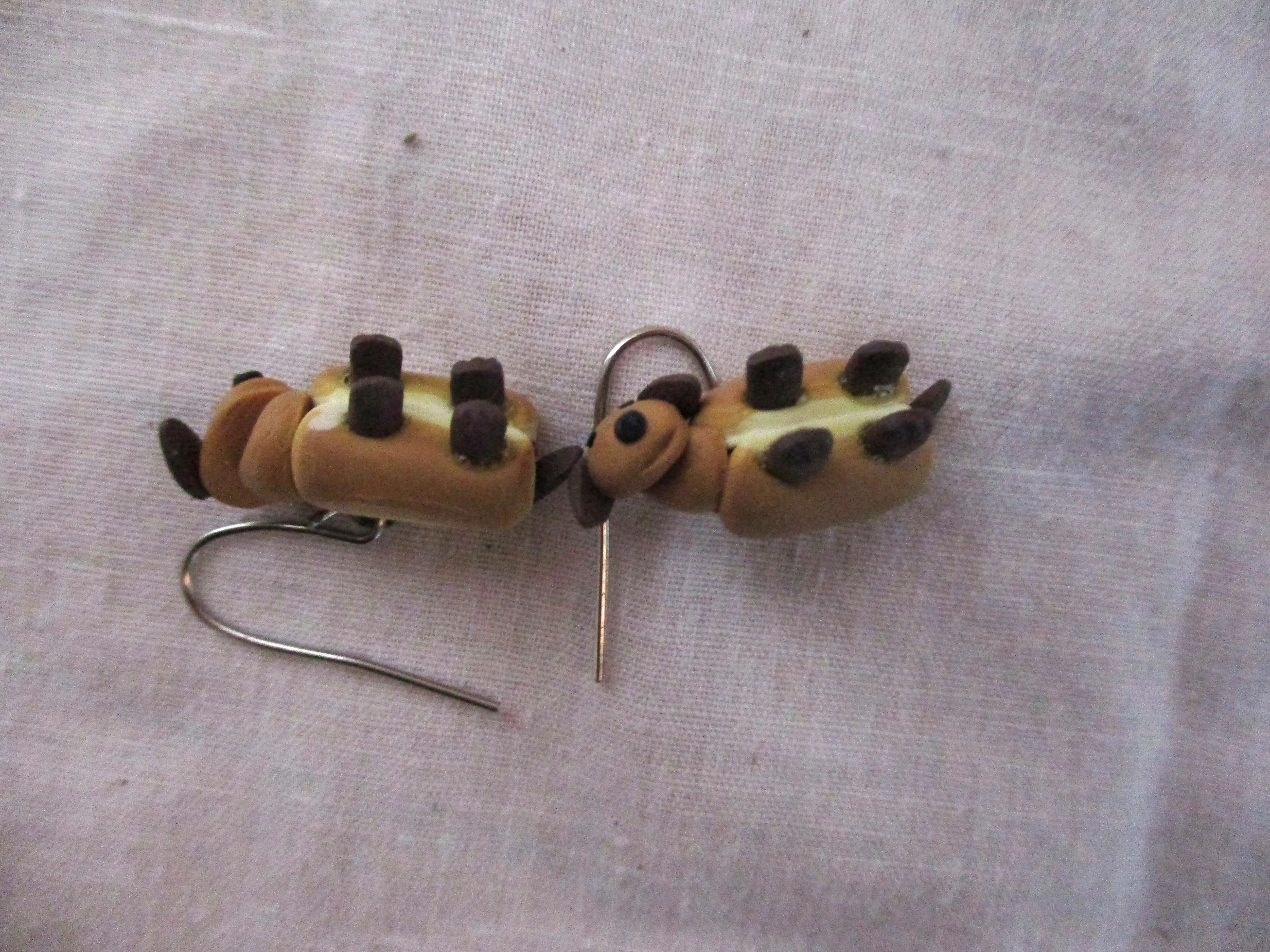 Set HOT DOG Puppy Pierced Earrings Animal Cute Dangle Teen