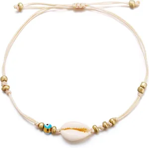 Shell Bracelet Anklet for Women, Handmade White Braided Rope Shell Adjustable Anklet Bracelets for Teen Girls Trendy Jewelry Gifts