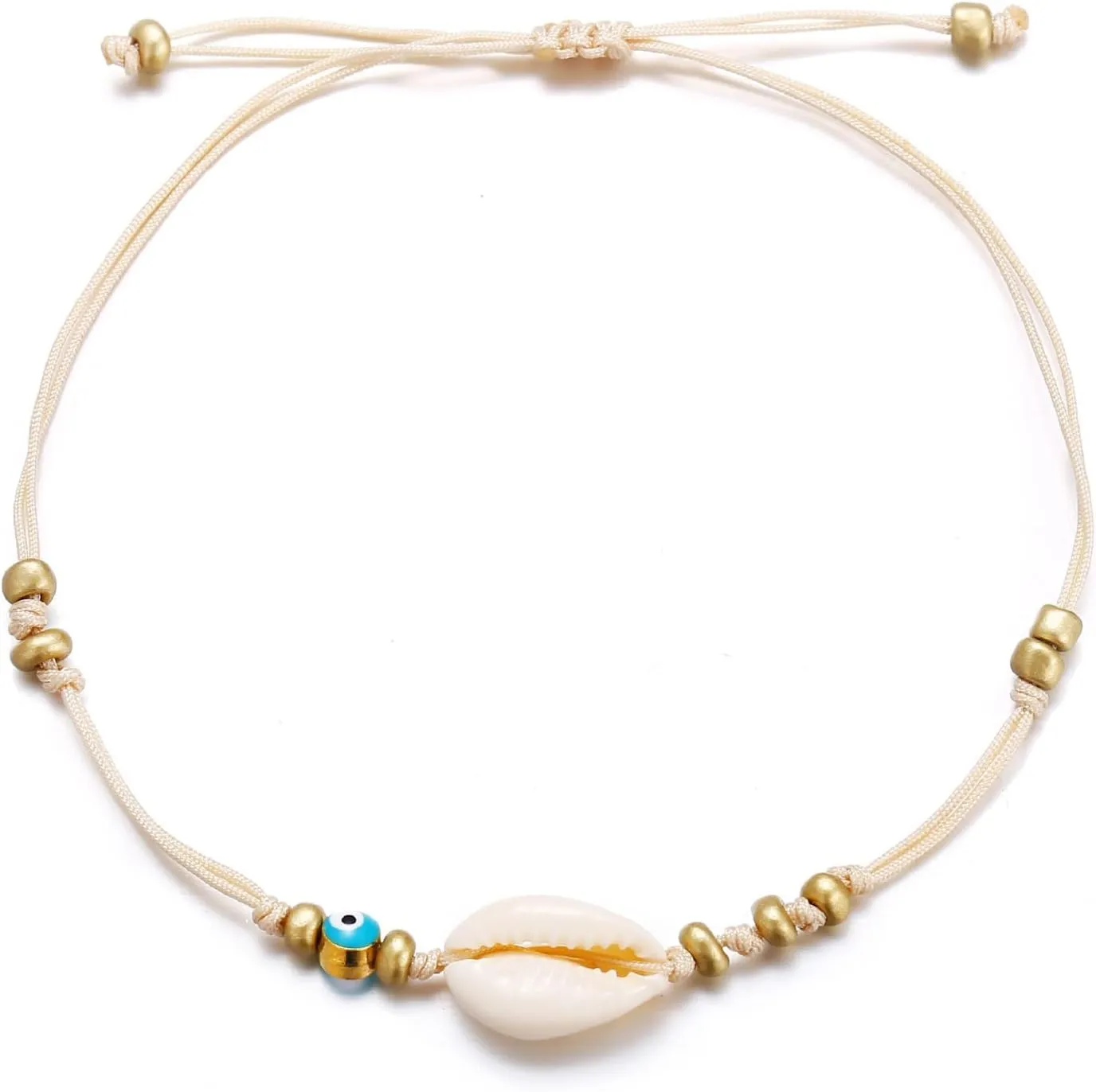 Shell Bracelet Anklet for Women, Handmade White Braided Rope Shell Adjustable Anklet Bracelets for Teen Girls Trendy Jewelry Gifts