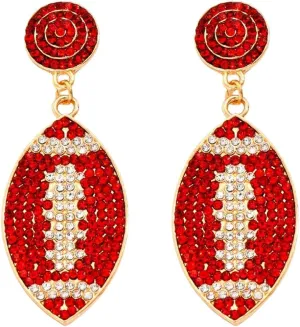 Shining Football Rhinestone Beaded Earrings Colorful Sports Lover Football Earrings for Women Girls Jewelry