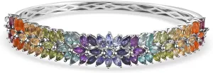 Shop LC Multi Gemstone 925 Sterling Silver Platinum Plated Bangle Cuff Bracelet for Women Jewelry Birthday Gifts