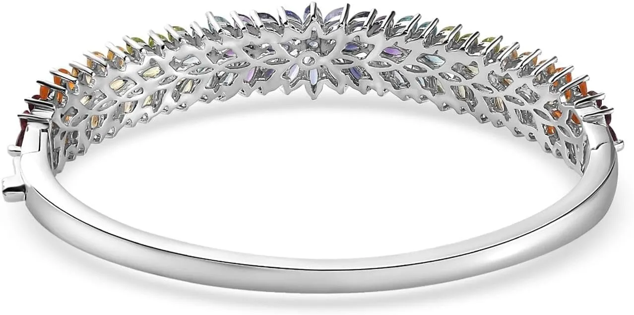 Shop LC Multi Gemstone 925 Sterling Silver Platinum Plated Bangle Cuff Bracelet for Women Jewelry Birthday Gifts