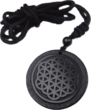 Shungite Flower of life Pendant Necklace - Chakra Balance - Handcrafted Constellations Jewelry - Healing Crystal Protection Necklace - Energy Harmony