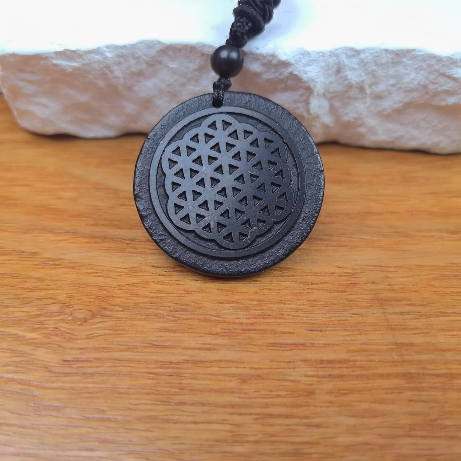 Shungite Flower of life Pendant Necklace - Chakra Balance - Handcrafted Constellations Jewelry - Healing Crystal Protection Necklace - Energy Harmony