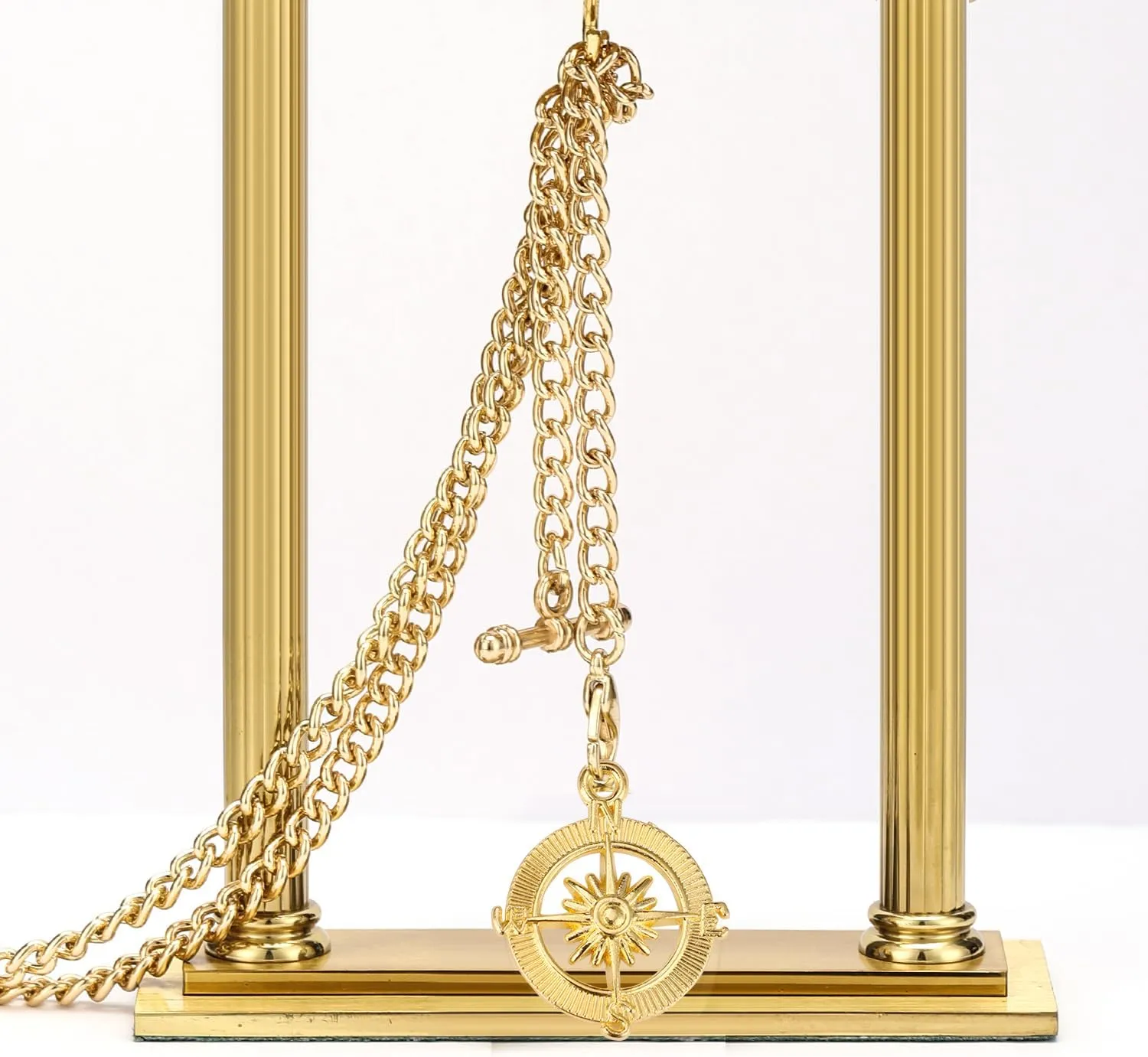 SIBOSUN Pocket Watch Chain Single Albert Chain T Bar with Lobster Clasps & Life Tree Pendant
