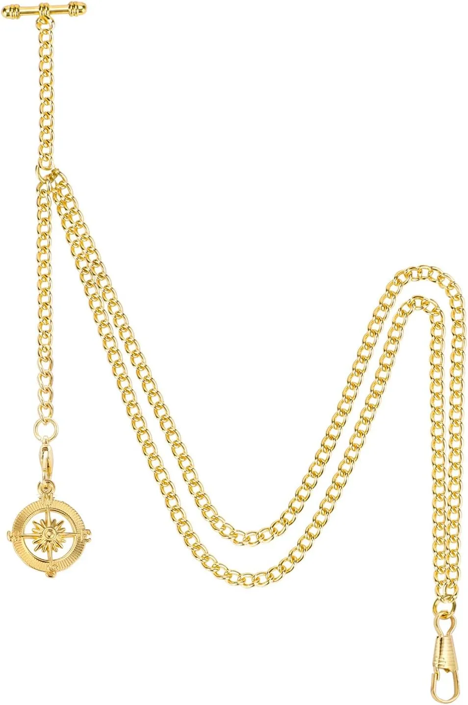 SIBOSUN Pocket Watch Chain Single Albert Chain T Bar with Lobster Clasps & Life Tree Pendant