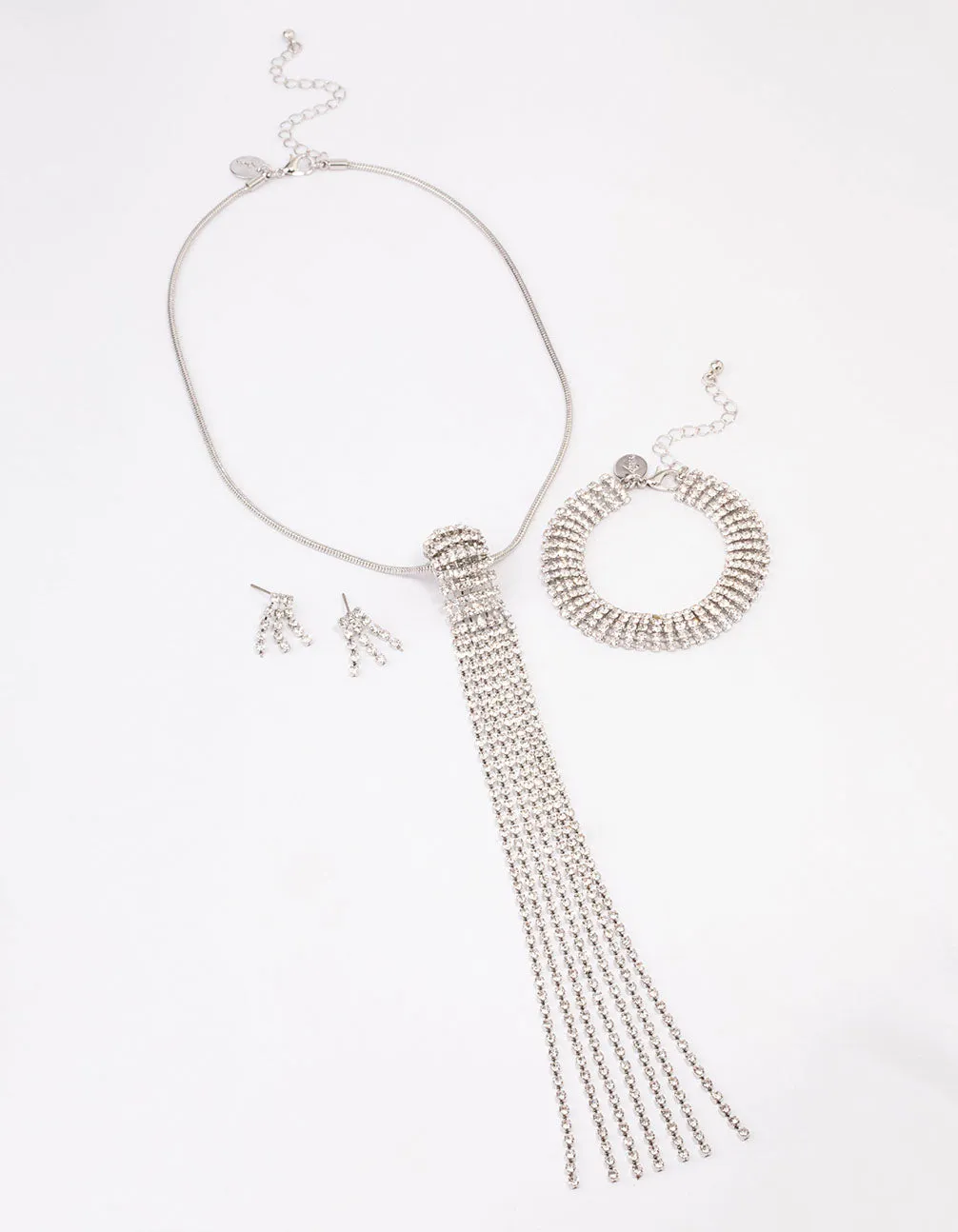Silver Ball Cup Chain Drop Jewellery Set