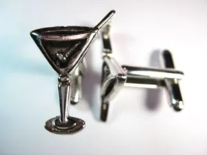 Silver Martini Cuff Links By Classic Cufflinks