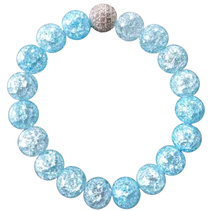 Silver Pave Blue Crackle Glass 10mm