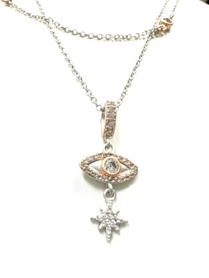 Silver Rose Eye Necklace
