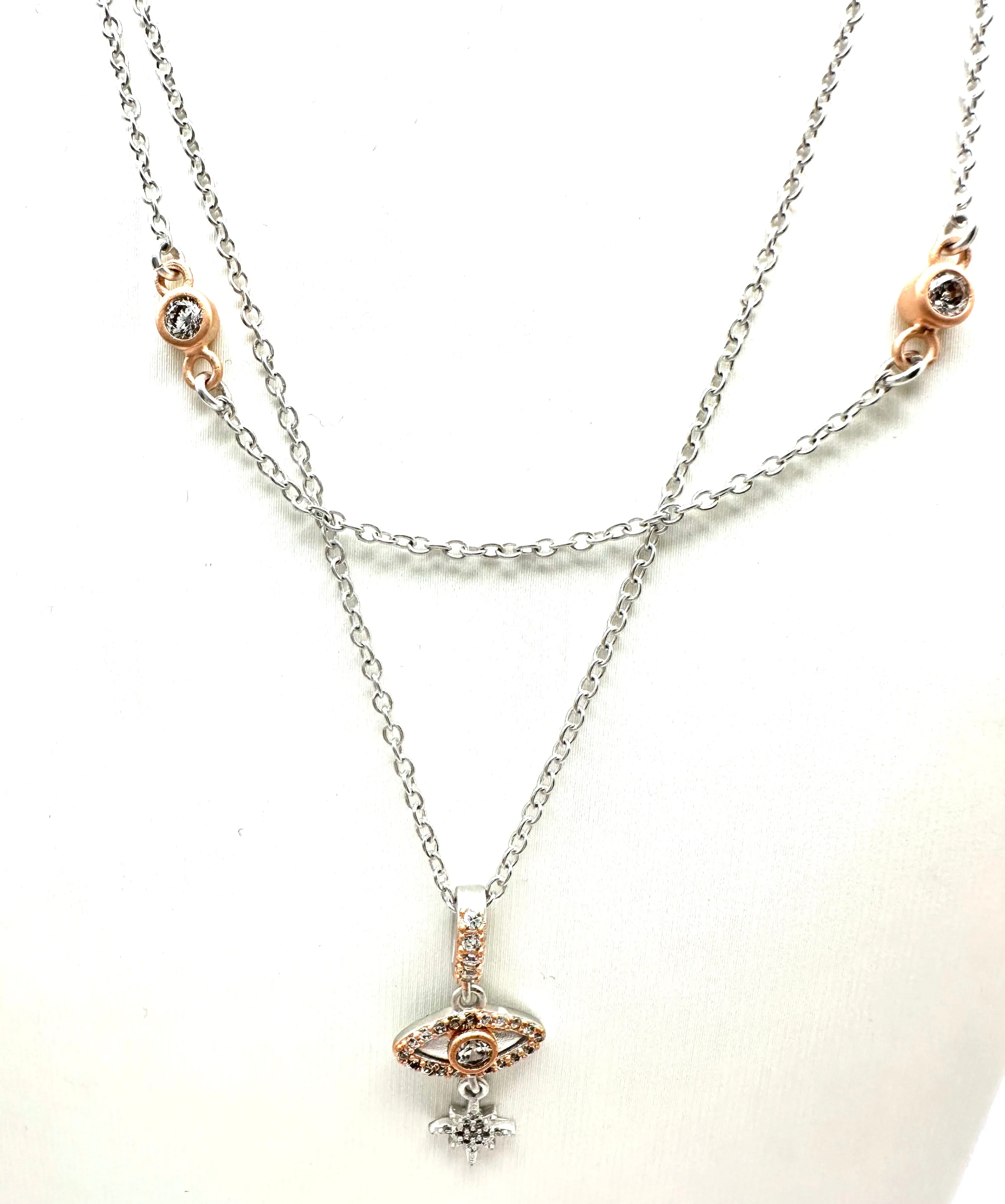 Silver Rose Eye Necklace