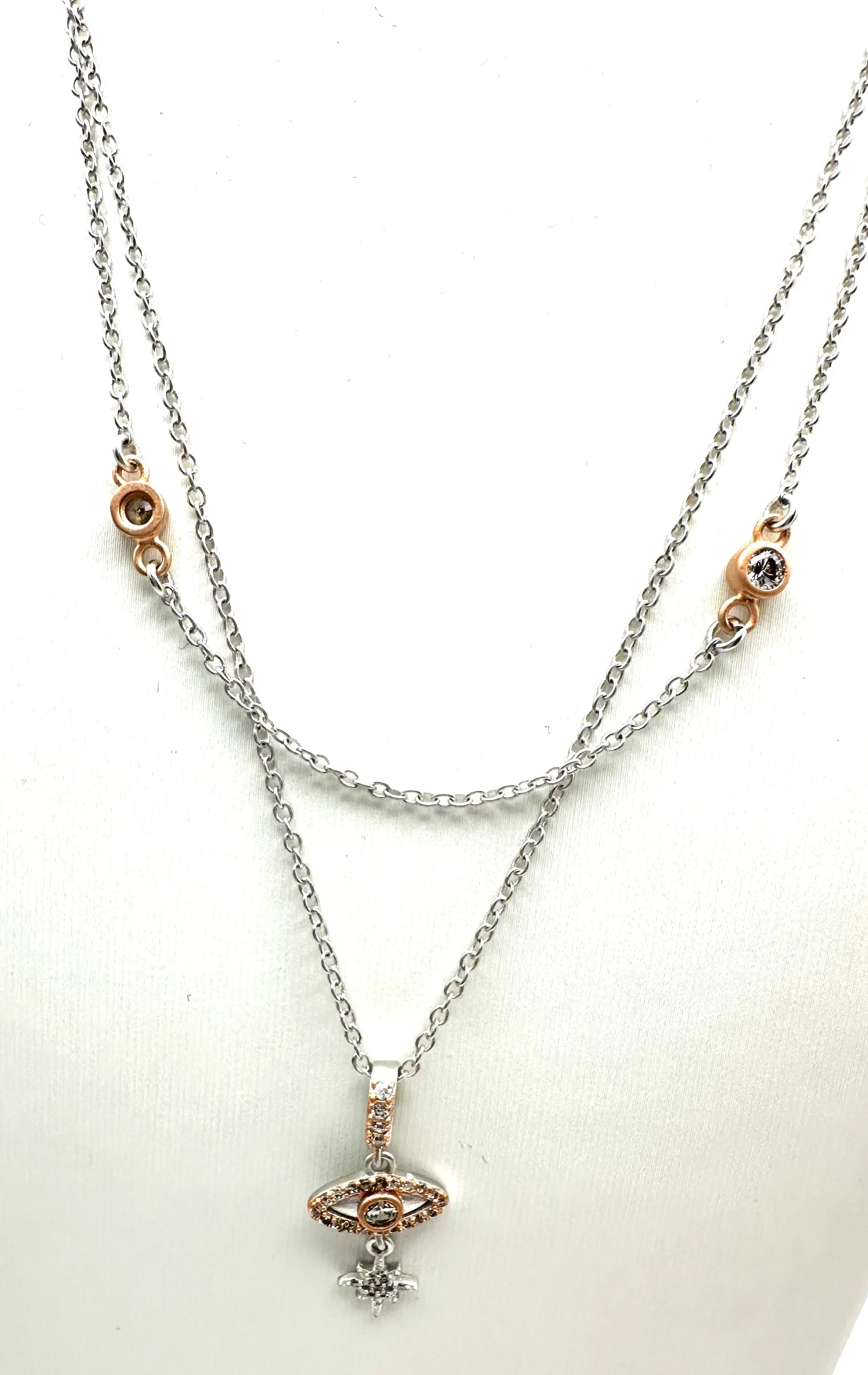 Silver Rose Eye Necklace