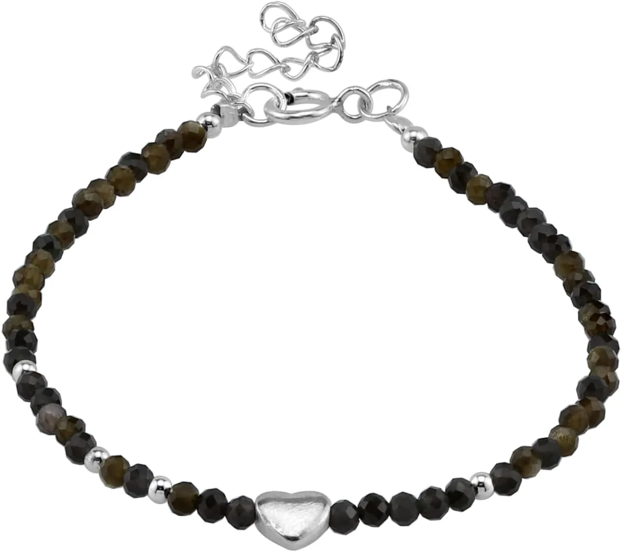 Silvershake 2MM Petite Natural Gemstones Bead 925 Sterling Silver Minimalist 6.5 to 7.5 Inch Adjustable Bracelet Birthstone Jewelry for Women or Teens
