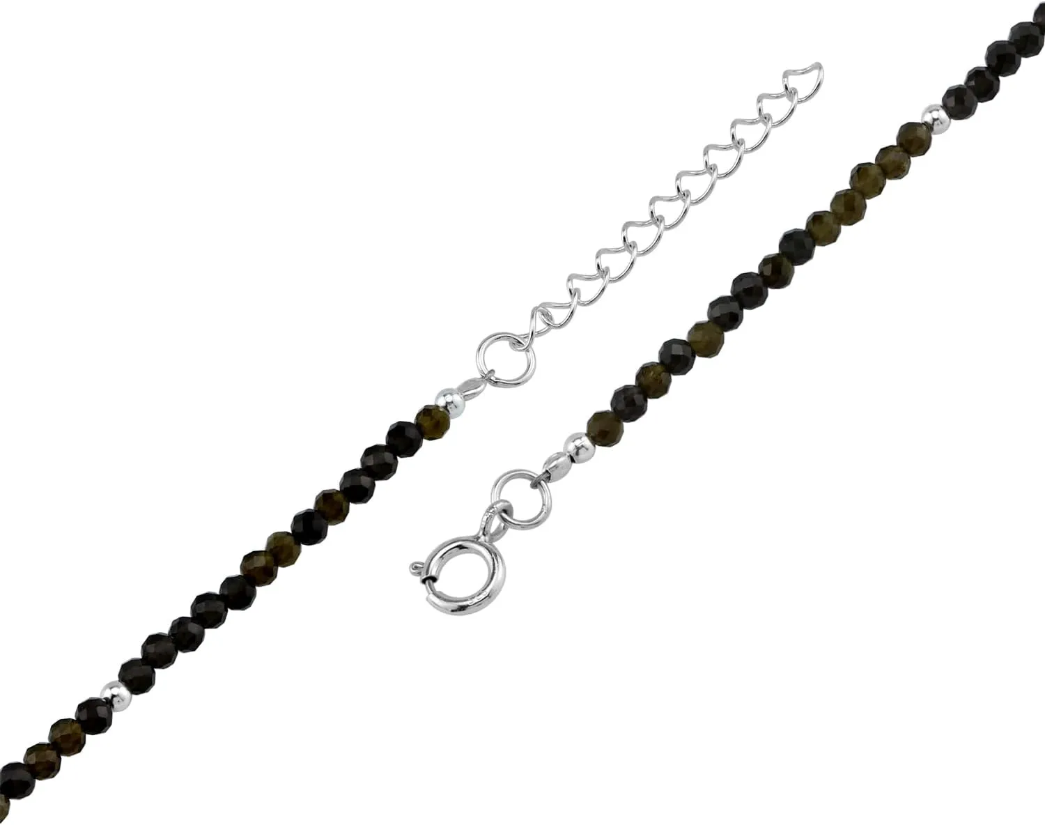 Silvershake 2MM Petite Natural Gemstones Bead 925 Sterling Silver Minimalist 6.5 to 7.5 Inch Adjustable Bracelet Birthstone Jewelry for Women or Teens