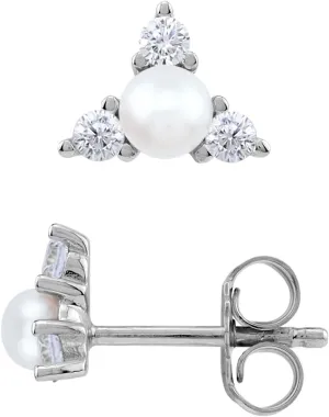 Silvershake 3.5 to 4MM Cultured Freshwater Pearl White Gold Plated or Yellow Gold Plated 925 Sterling Silver Minimalist Casual Stud Earrings Jewelry for Women