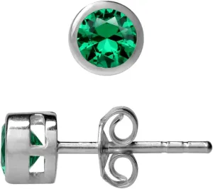 SilverShake 4MM Petite Round Shape Gemstone White Gold Plated or Yellow Gold Plated 925 Sterling Silver Bezel Set Minimalist Stud Earrings for Second or Third Hole Unisex Birthstone