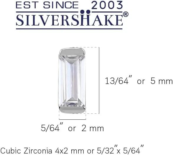 Silvershake 4X2mm Extra Petite Baguette Shape Birthstone Gemstone White Gold Plated or Yellow Gold Plated 925 Sterling Silver Minimalist Stud Earrings Jewelry for Women
