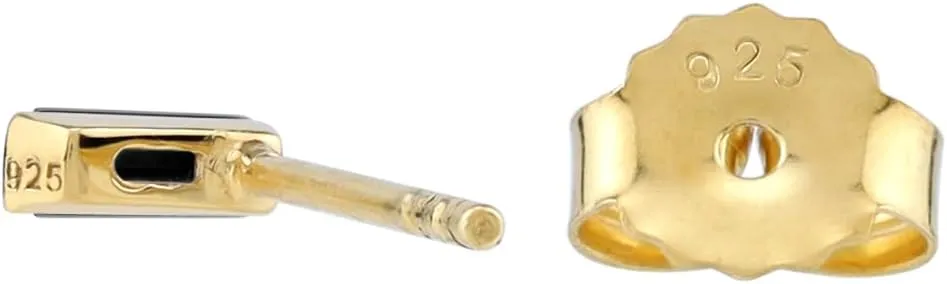 Silvershake 4X2mm Extra Petite Baguette Shape Birthstone Gemstone White Gold Plated or Yellow Gold Plated 925 Sterling Silver Minimalist Stud Earrings Jewelry for Women