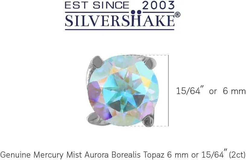Silvershake 6MM Round Shape Birthstone Gemstones White Gold Plated or Yellow Gold Plated 925 Sterling Silver Business Attire Minimalist Stud Earrings for Women or Teens