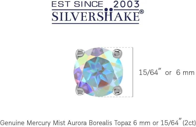 Silvershake 6MM Round Shape Birthstone Gemstones White Gold Plated or Yellow Gold Plated 925 Sterling Silver Business Attire Minimalist Stud Earrings Jewelry for Women or Teens